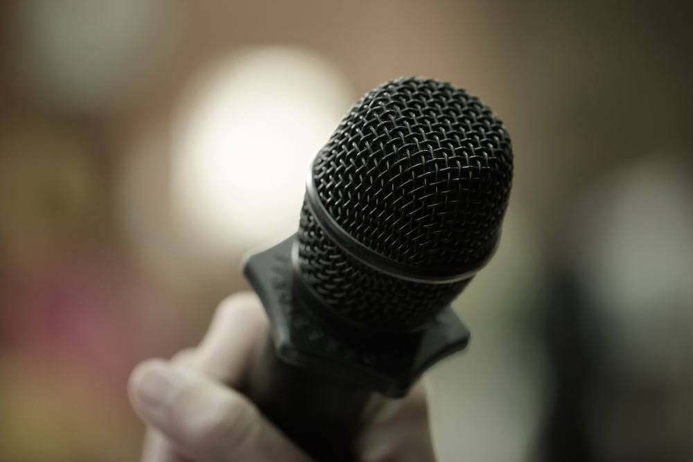 A close up of a microphone